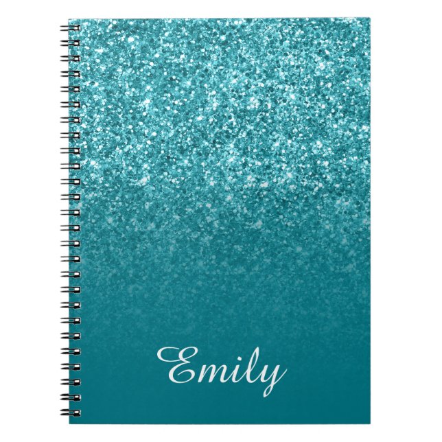 Carnet Parties scintillant turquoise et Ombre personnalis (Devant)