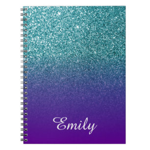 Carnet Parties scintillant turquoise et Ombre pourpre Per