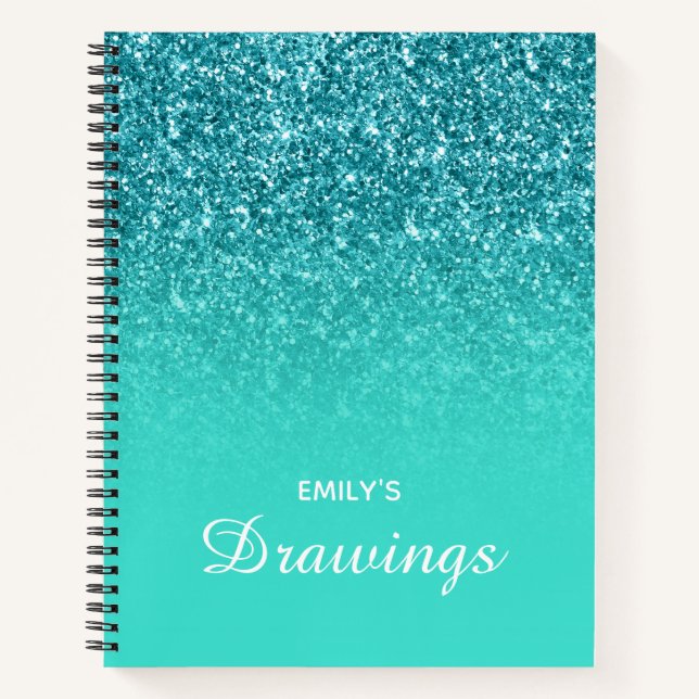Carnet Parties scintillant turquoise Turquoise Ombre Dess (Devant)