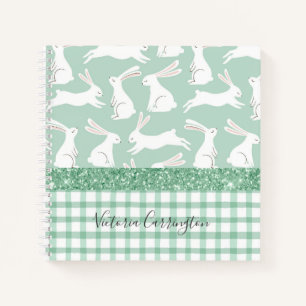 Carnet Parties scintillant verte En vichy nom des lapins
