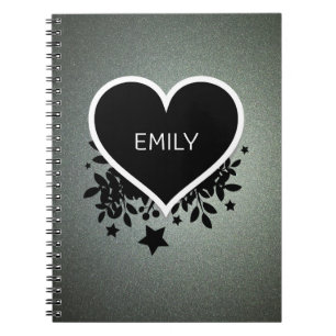 Carnet Parties scintillant verte gris monogramme