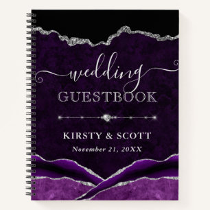 Carnet Parties scintillant violet et argent Agate Mariage