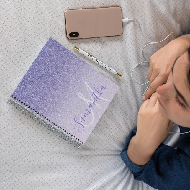 Carnet Parties scintillant violet moderne étincelles Nom  (Créateur téléchargé)