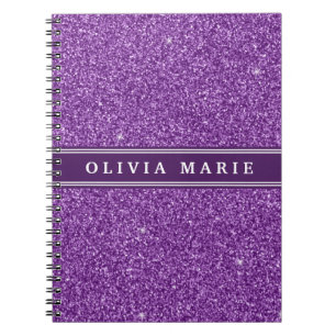 Carnet Parties scintillant violette (faux) Nom personnali