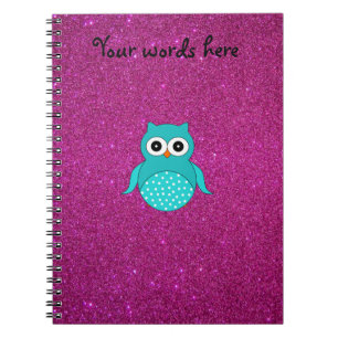Carnet Parties scintillantes mignonnes de rose de hibou