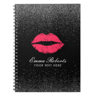 Carnet Parties scintillantes noires à la mode de lèvres