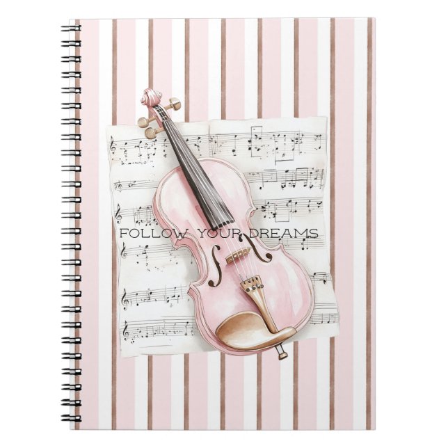 Carnet Partition de Violon Rose (Devant)