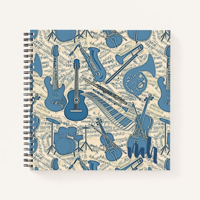 Carnet Partition Musique et instruments Blue/Ivory ID481 (Devant)