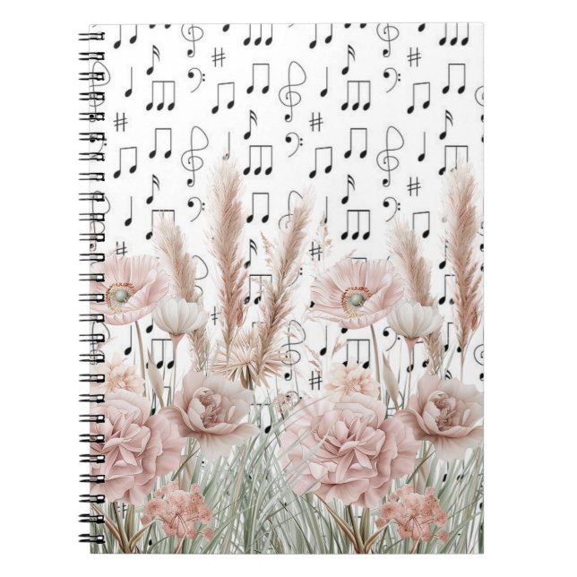 Carnet Partition vintage avec Fleurs sauvages Pony Rose (Devant)