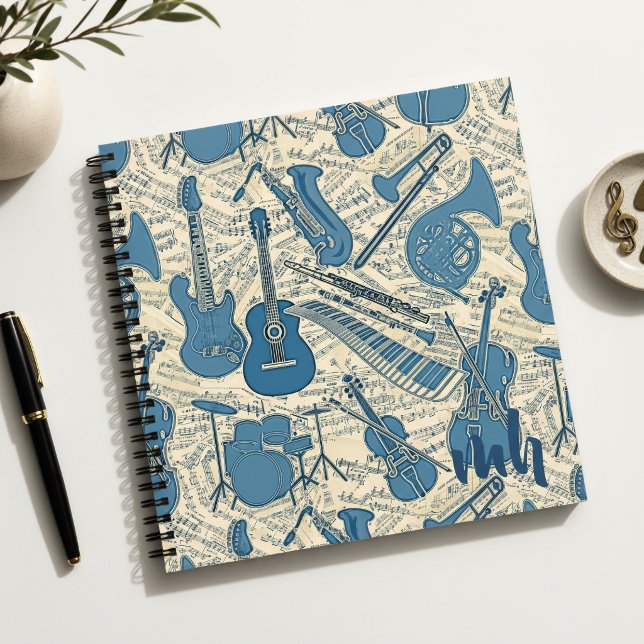Carnet Partitions et instruments Bleu/Ivoire ID481 (Créateur téléchargé)