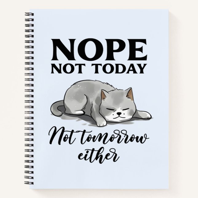 Carnet Pas aujourd'hui, pas demain - Chat endormi (Devant)
