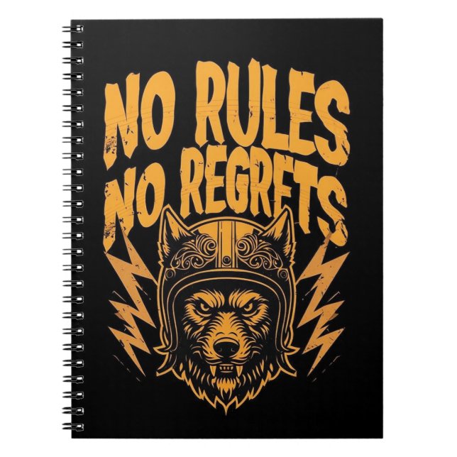 Carnet Pas de règlement Pas de Regrets - Wolf Biker Graph (Devant)