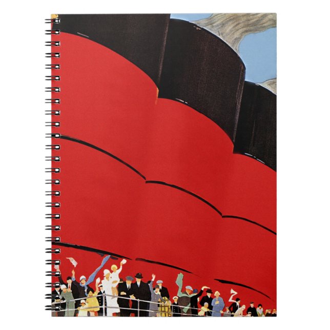 Carnet Passagers de bateaux de croisière vintages saluant (Devant)
