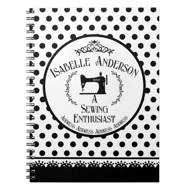 Carnet Passionné de couture Noir Blanc  (Devant)