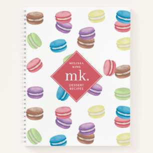 Carnet Pastel Aquarelle Macarons Monogramme Recette