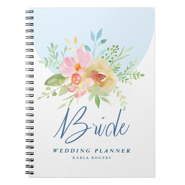 Carnet Pastel aquarelles fleurs Bride typographie (Devant)