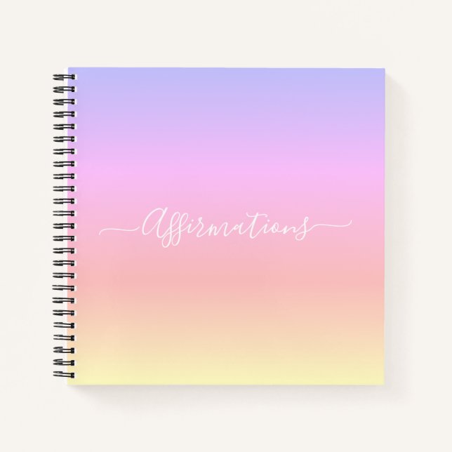 Carnet Pastel Arc-en-ciel avec Affirmations de typographi (Devant)