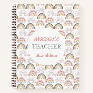 Carnet Pastel Arc-en-ciel avec Motif de coeur Awesome ens
