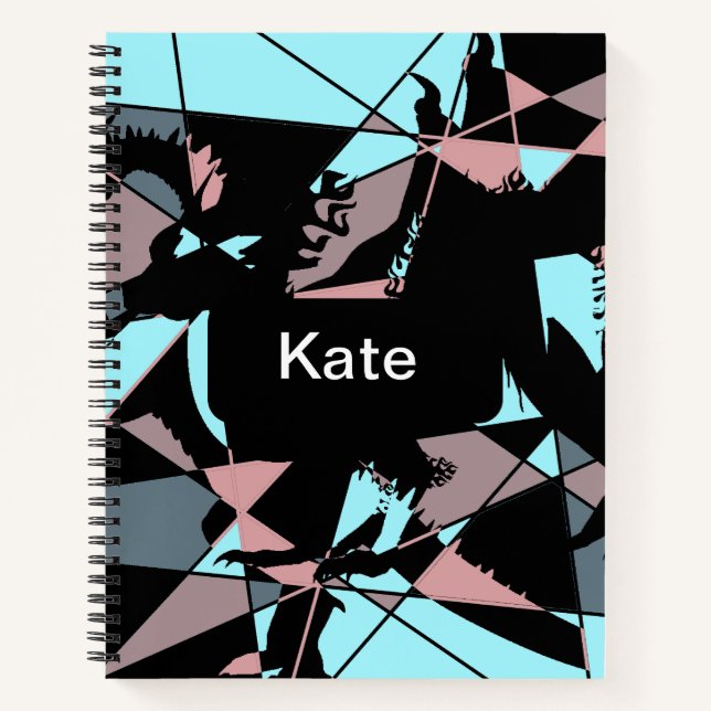 Carnet Pastel Bleu Noir Rose Gris abstrait  (Devant)