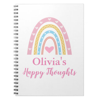 Carnet Pastel Boho Rainbow Personnalisé fille
