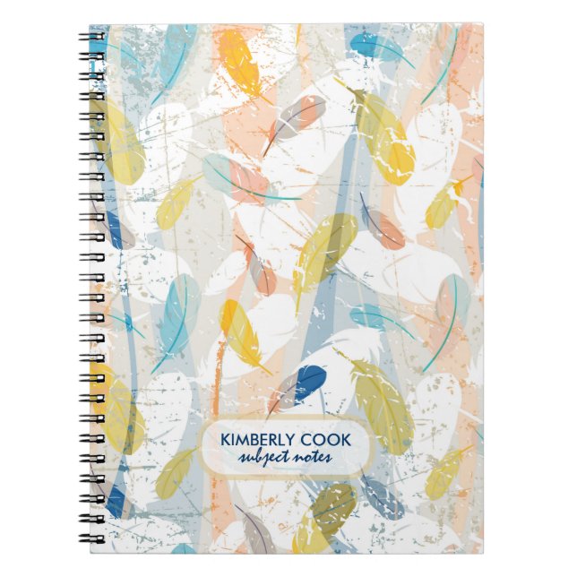 Carnet Pastel Colorful Abstrait Feathers Motif (Devant)