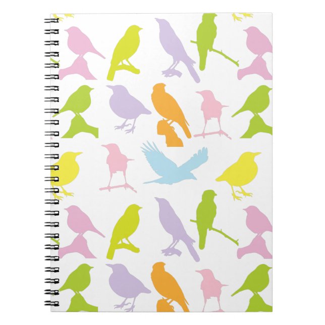 Carnet Pastel Coloured Variété d'oiseaux Motif (Devant)