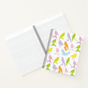 Carnet Pastel Coloured Variété d'oiseaux Motif Notebook