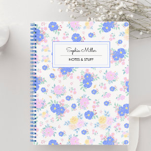 Carnet Pastel Coquette personnalisé motif floral spirale