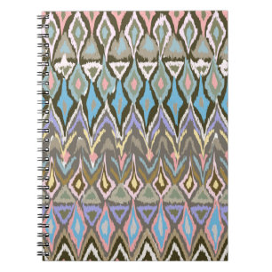 Carnet Pastel d'impression ethnique Ikat peint en arc-en-
