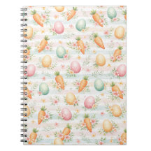 Pastel Easter Eggs & Carrots Watercolor Pattern