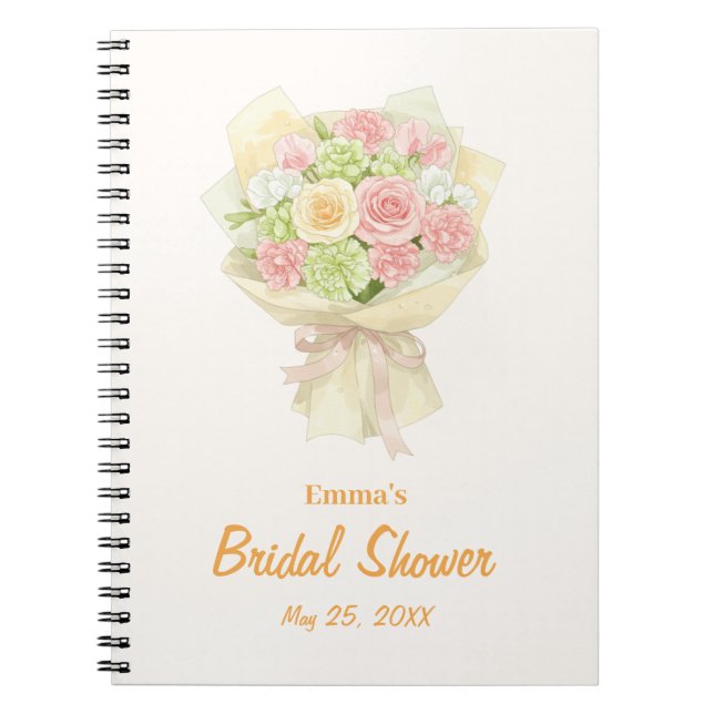 Carnet Pastel Floral Bridal Shower bouquet wedding  (Devant)