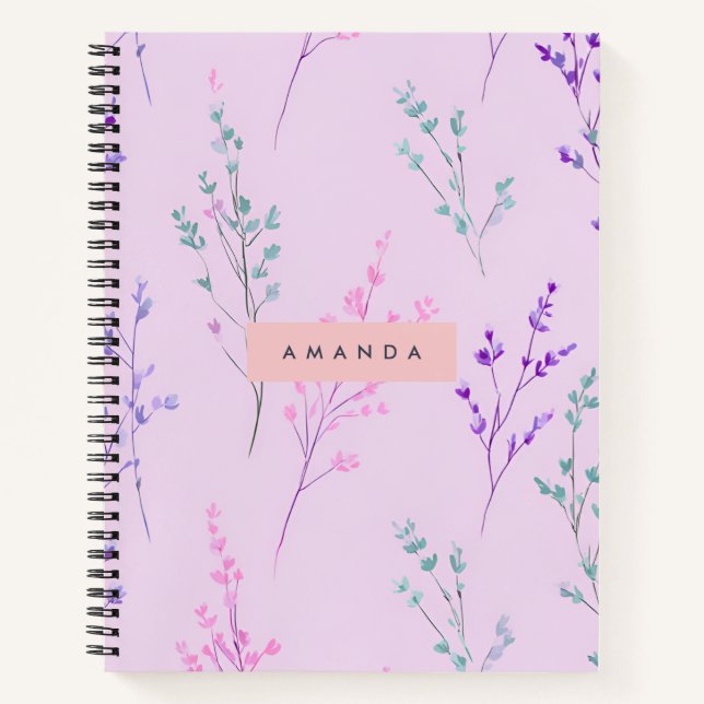 Carnet Pastel Floral Personnalisé, Élégant (Devant)