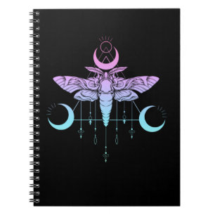Carnet Pastel Goth Moon Kawaii Moth esthétique