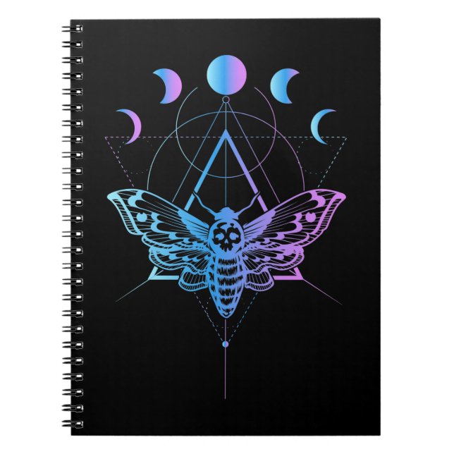 Carnet Pastel Goth Moon Moth Croissant Géométrie (Devant)