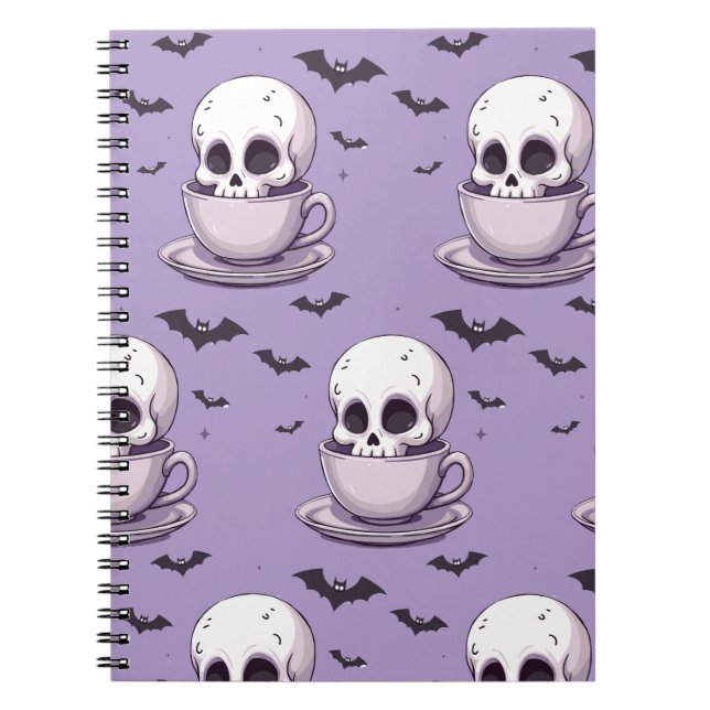 Carnet Pastel Goth Skull in Teacup (Devant)