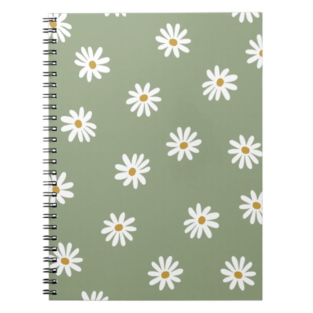 Carnet Pastel Green Daisy Flower (Devant)