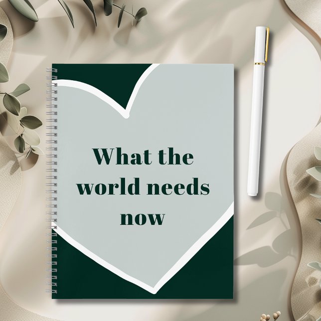 Carnet Pastel Green Heart Motivational Quote Emerald (Pastel Green Heart What the World Needs Now Motivational Quote Emerald 8.5 x.11 Inch Notebook)