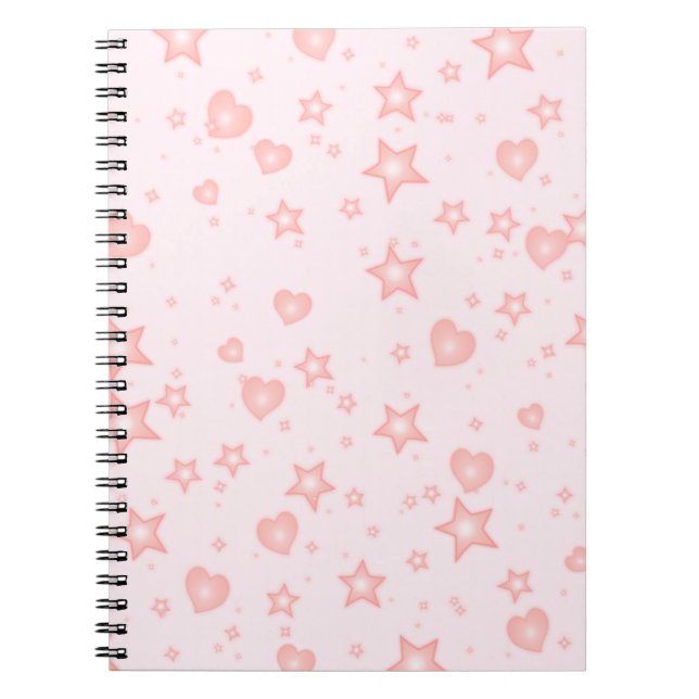 Carnet Pastel Kawaii Hearts & Stars – Cute Girly Pink (Devant)