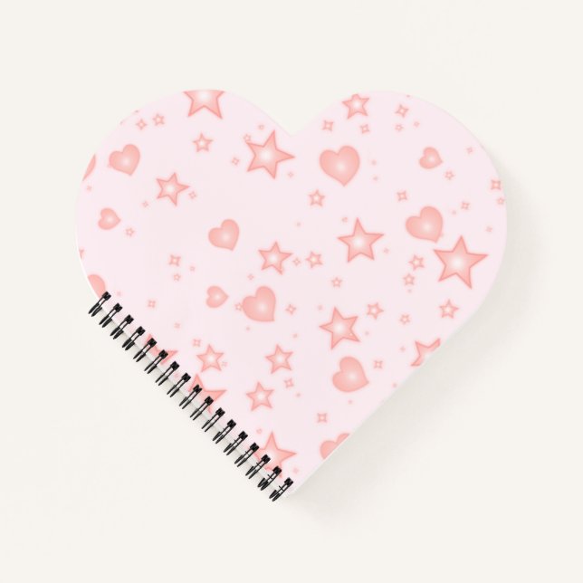 Carnet Pastel Kawaii Hearts & Stars – Cute Girly Pink (Devant)