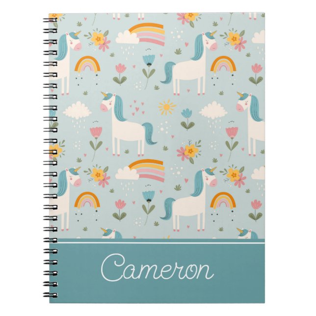 Carnet Pastel mignon Rainbow Unicorn Motif (Devant)