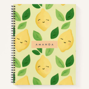 Carnet Pastel personnalisé Cute Smiling Citron Motif