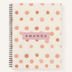 Carnet Pastel Personnalisé Peach et pois rose pâle