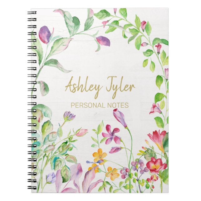 Carnet Pastel Pink floral girly mignon personnalisé (Devant)
