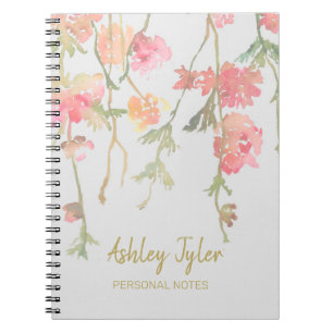 Carnet Pastel Pink floral girly mignon personnalisé