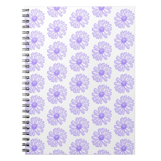 Carnet Pastel Purple Daisy Flower Print, Hippie Floral (Devant)