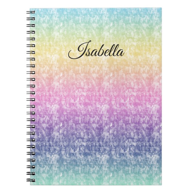 Carnet Pastel Rainbow avec nom de script ou votre texte (Devant)