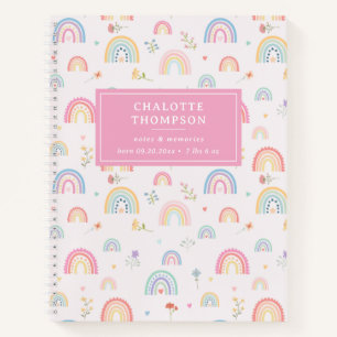 Carnet Pastel Rainbows Girly Fleurs sauvages & Coeurs