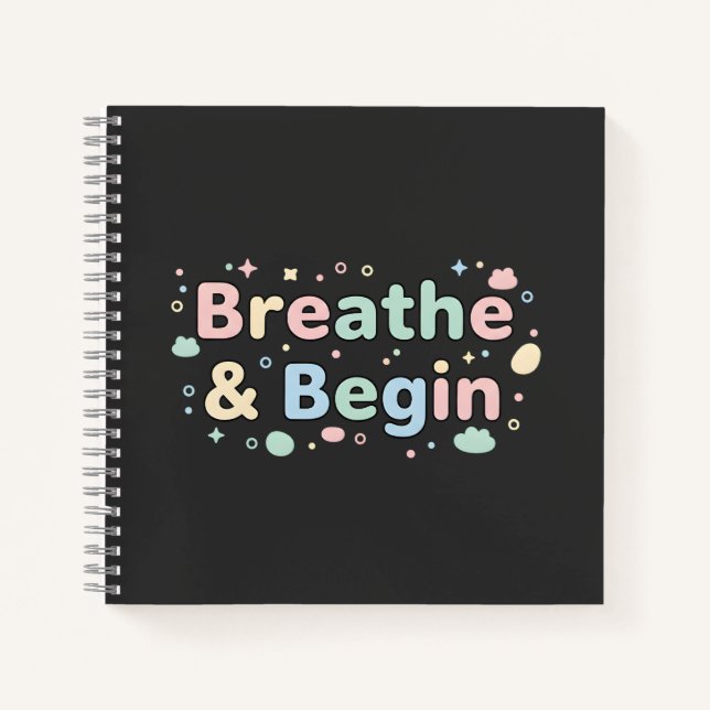 Carnet pastel « Respirer et commencer » (Devant)
