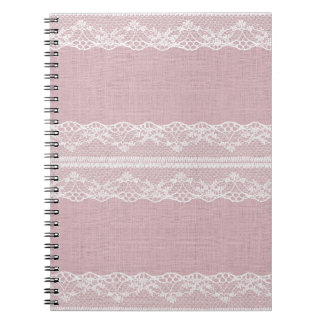 Carnet Pastel rose blanc dentelle texture