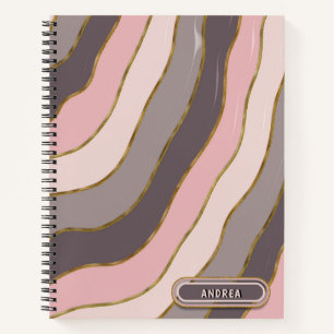 Carnet Pastel Rose Grey Chic Or Super Vagues rayées